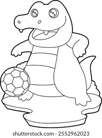 Crocodile Soccer player Soccer Animal Vector Graphic Art Illustration