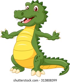 Crocodile standing with a happy face. vector illustration 