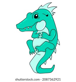 the crocodile is standing on its tail, vector illustration art. doodle icon image kawaii.