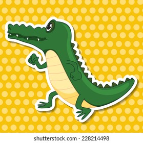 A crocodile sticker on yellow