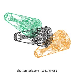
Crocodile. Stylish multi-colored freehand drawing. Antistress coloring page. Mandala and patterns. Ethnic print.
