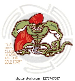 Crocodile surfer with board