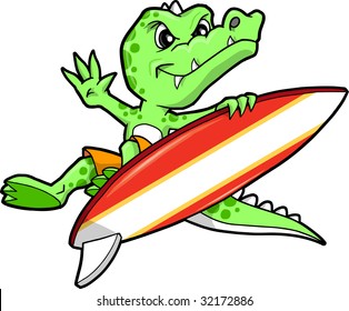Crocodile Surfer Vector