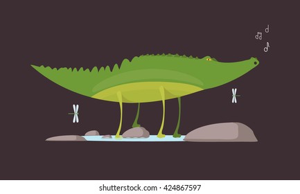 Crocodile in the swamp. Green predator