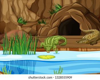 Krokodil auf der Sumpfgrafik