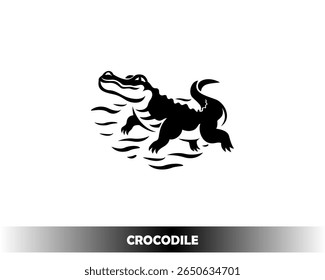 crocodile swim art style logo icon symbol design template illustration inspiration