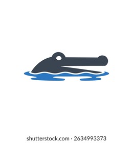 Crocodile Swimming Water Icon Isolated On White Background