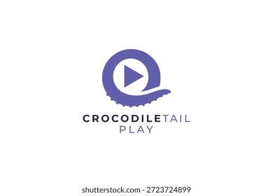 Krokodil Schwanz spielen Logo mit Play-Taste