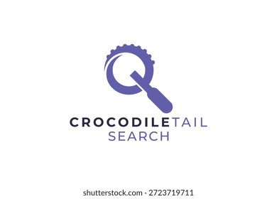 Design do logotipo de pesquisa de cauda de crocodilo para tecnologia, pesquisa e exploração Identidade da marca