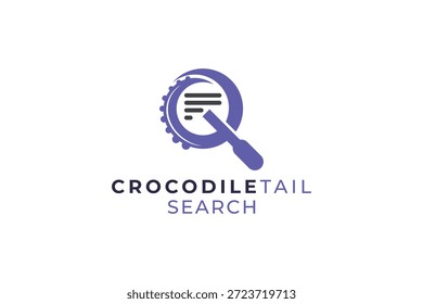Design do logotipo de pesquisa de cauda de crocodilo para tecnologia, pesquisa e exploração Identidade da marca