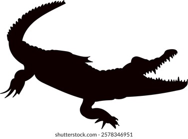 crocodile with teeth black silhouette vector