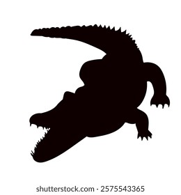 crocodile with teeth silhouette on white background vector