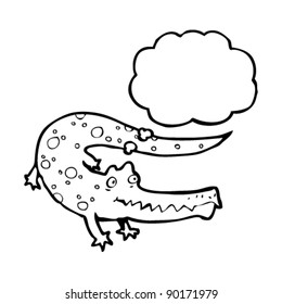 crocodile with thought bubble cartoon