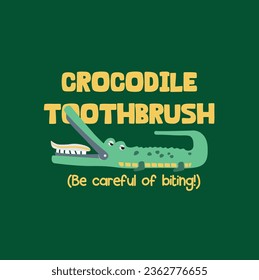Crocodile as a  toothbrush funny illustration