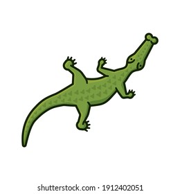 Crocodile top view sketch vector illustration for World Crocodile Day on June 17. Reptile isolated color symbol.