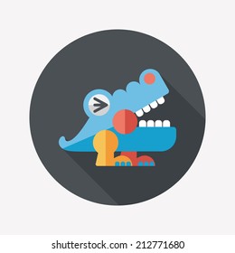 crocodile toy flat icon with long shadow,eps10