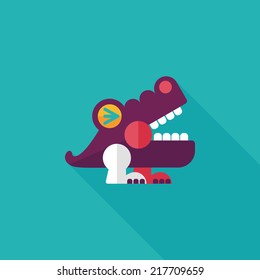 crocodile toy flat icon with long shadow,eps10