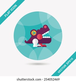 crocodile toy flat icon with long shadow,eps10