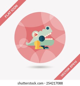 crocodile toy flat icon with long shadow,eps10