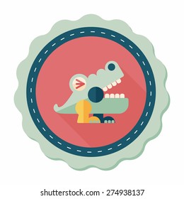 crocodile toy flat icon with long shadow,eps10