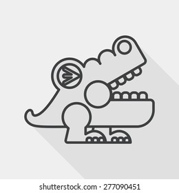 crocodile toy flat icon with long shadow, line icon