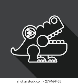 crocodile toy flat icon with long shadow, line icon