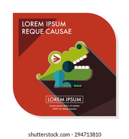 crocodile toy flat icon with long shadow,eps10