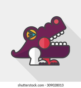 crocodile toy flat icon with long shadow,eps10