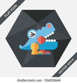 crocodile toy flat icon with long shadow,eps10
