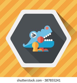 crocodile toy flat icon with long shadow,eps10