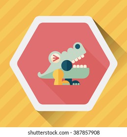 crocodile toy flat icon with long shadow,eps10
