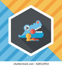 crocodile toy flat icon with long shadow,eps10