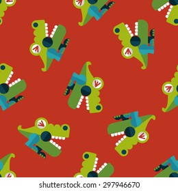 crocodile toy flat icon,eps10 seamless pattern background