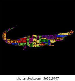 crocodile Typography word cloud colorful Vector illustration