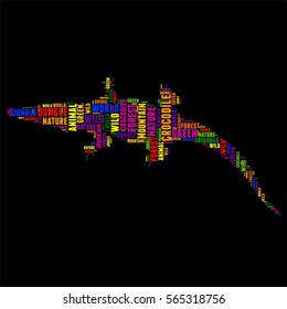 crocodile Typography word cloud colorful Vector illustration