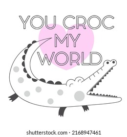 Crocodile Valentine's day pun graphic icon