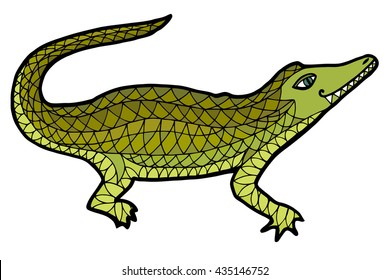 Crocodile vector. Alligator zen tangle, doodle, zentangle, zenart, coloring book, tatoo