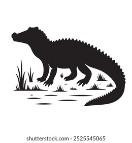 Ilustração de design de arte vetorial de crocodilo.
