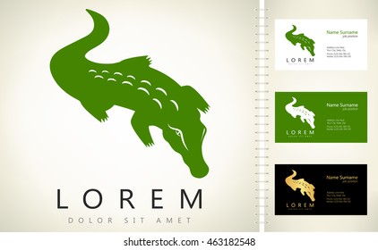 crocodile vector with business card template.