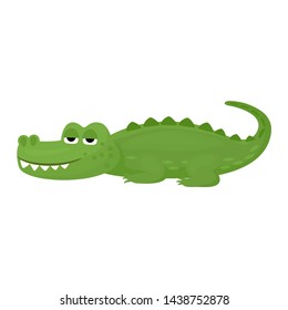 Crocodile vector cartoon crocodilian character of green alligator playing in kids playroom illustration animalistic childish funny predator isolated on white background