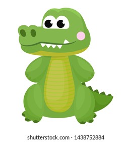 Crocodile vector cartoon crocodilian character of green alligator playing in kids playroom illustration animalistic childish funny predator isolated on white background