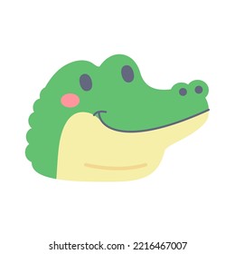 Crocodile vector. cute animal face design for kids