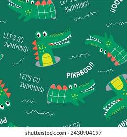 crocodile vector drawing with typo for graphic tee print