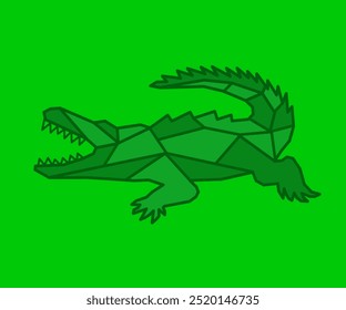 Crocodile. Crocodile Vector. Crocodile geometric design. Crocodile green background.