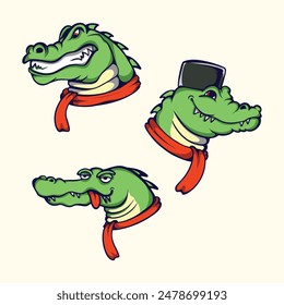 Crocodile vector icon design set