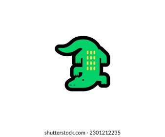 Crocodile vector icon on a white background. Crocodile emoji illustration. Isolated Crocodile, Alligator vector emoticon