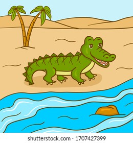 Crocodile. Vector illustration of cute animal.