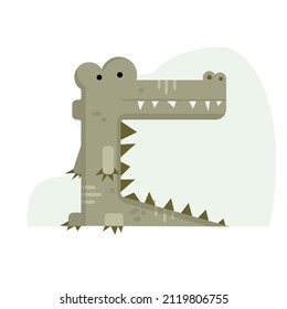 Krokodile Vektorgrafik im flachen geometrischen Cartoon-Stil.