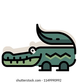 Crocodile vector illustration in line color design
