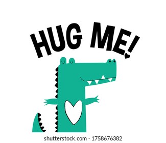 Crocodile vector illustration for t-shirt design with slogan. Vector illustration design for fashion fabrics, textile graphics, prints.